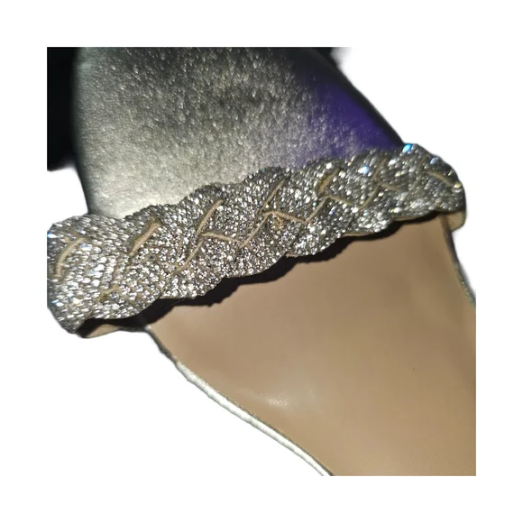 Rhinestone gold braided strappy block heel party shoes size 9 - Picture 11 of 15